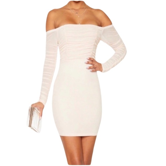 NWT PRETTYLITTLETHING Blush Ruched Mini Dress - Picture 1 of 11